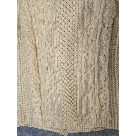 Vtg Cyril Cullen Original Irish 100% Wool Knit Fishermans Cardigan Sweater Large - Picture 10 of 13